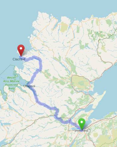 route from Inverness to Clachtoll via Ullapool